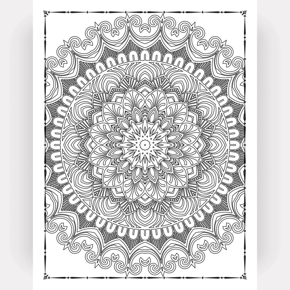 mandala preto e branco para colorir interior de páginas. interior de uma página para colorir. doodle arte de linha de mandala. decoração mandala ornamento design conjunto vector. vetor