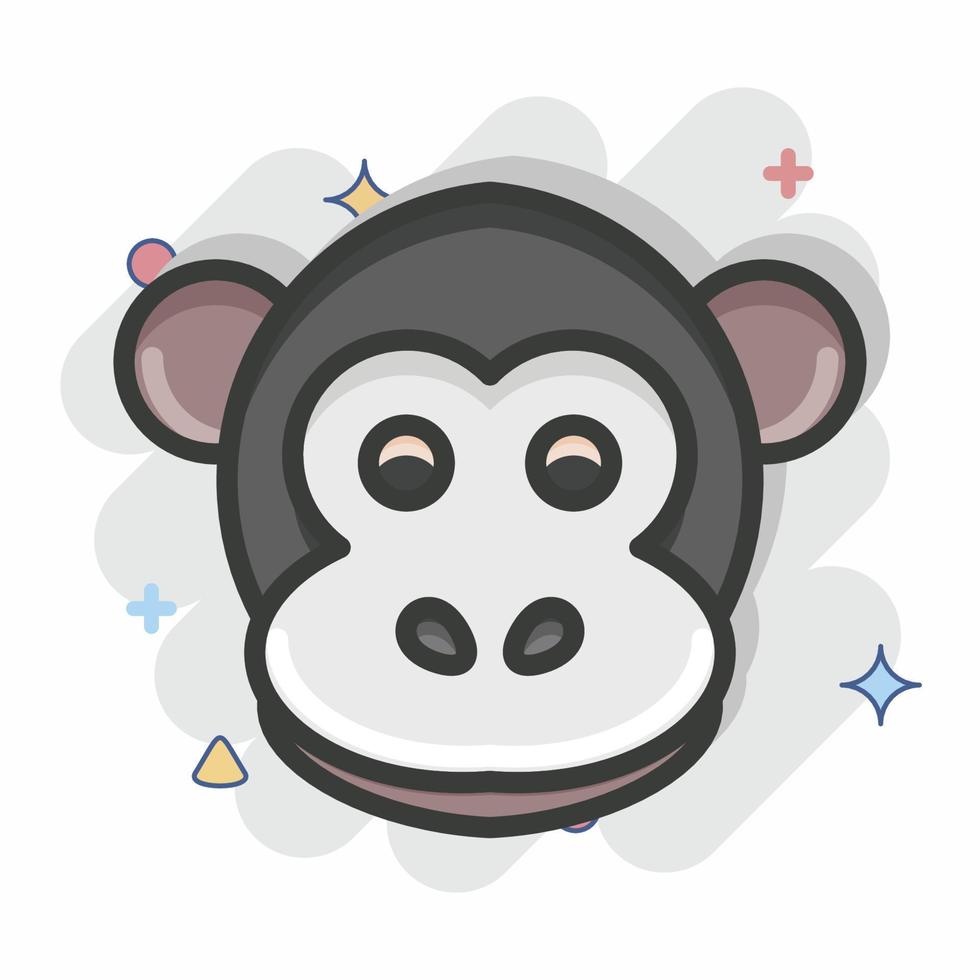macaco ícone. relacionado ao símbolo de cabeça de animal. estilo cômico. design simples editável. ilustração simples. bonitinho. Educação vetor