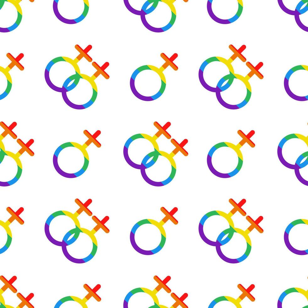 padrão sem emenda de vetor com símbolos femininos lgbt. signos de venus nas cores do arco-íris. mês do orgulho. padrão lgbtq.