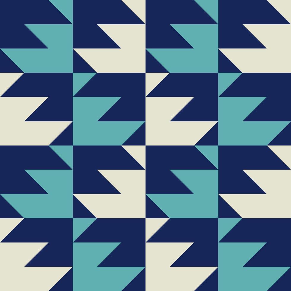 padrão geométrico abstrato. abstrato geométrico triangular em ziguezague em forma quadrada cor azul e branca sem costura de fundo. uso para tecido, têxtil, elementos de decoração de interiores, embrulho. vetor