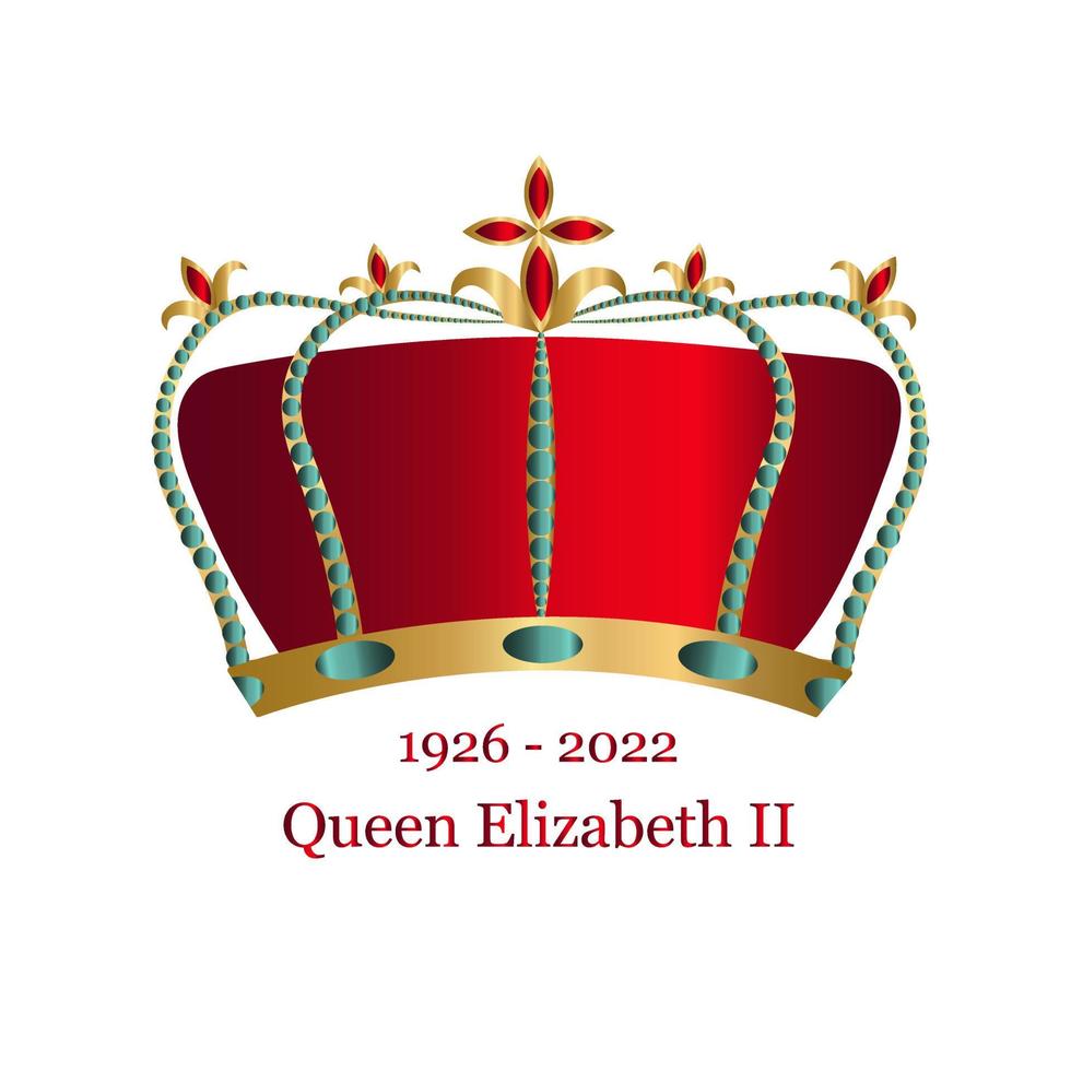 rainha do reino unido elizabeth ii morreu. o cartaz memorial da morte do monarca. banner vetorial com uma coroa vetor