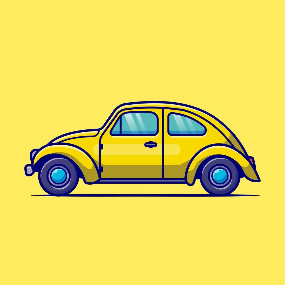 ilustração de ícone de vetor dos desenhos animados de carro clássico. conceito de ícone de transporte isolado vetor premium. estilo de desenho animado plano