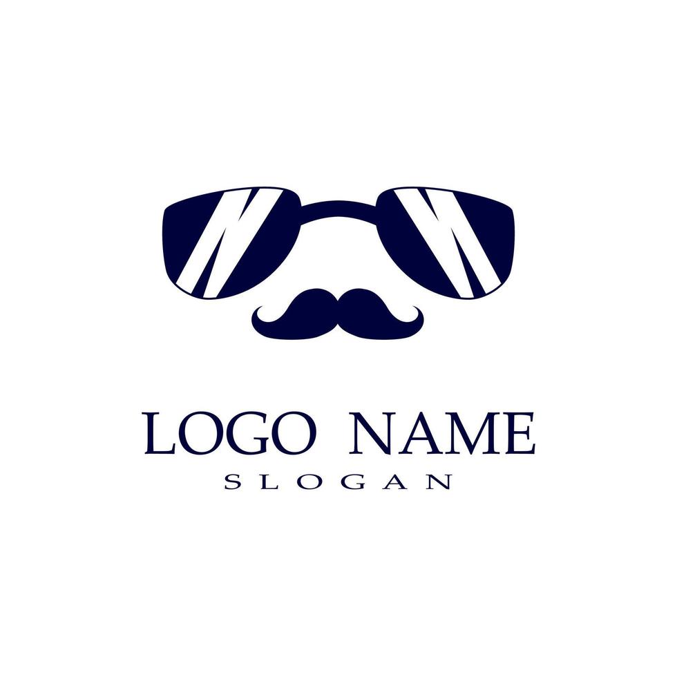 óculos de logotipo e bigode vetor