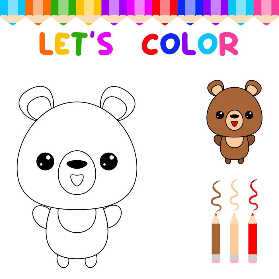 permite colorir o livro de colorir animais fofos para crianças pequenas.  jogo de educação para crianças. pintar o leão 11570089 Vetor no Vecteezy