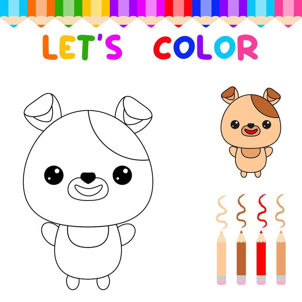 permite colorir o livro de colorir animais fofos para crianças pequenas.  jogo de educação para crianças. pintar o cachorro 11570085 Vetor no Vecteezy