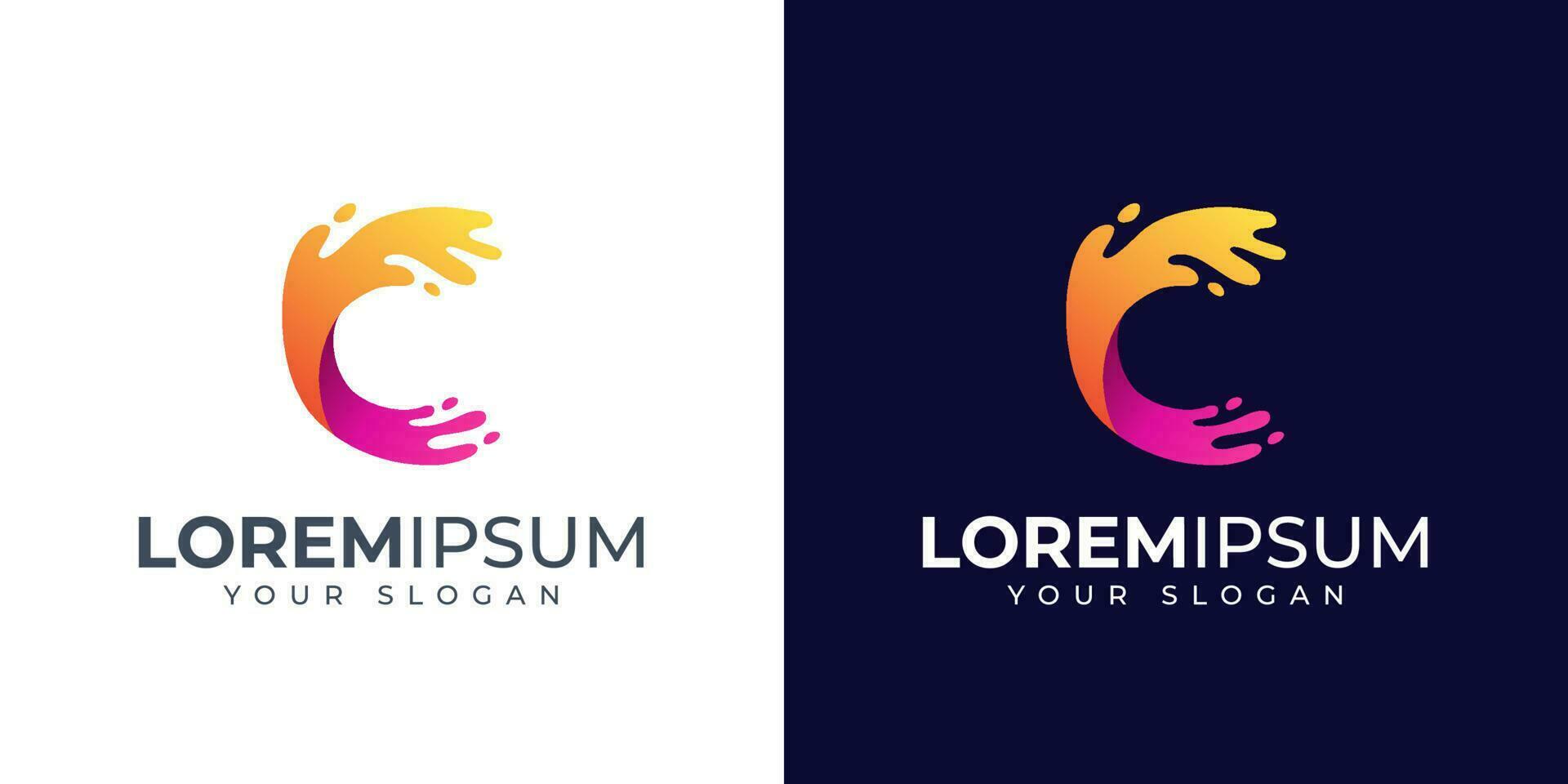 inspiração de design de logotipo colorido letra c vetor