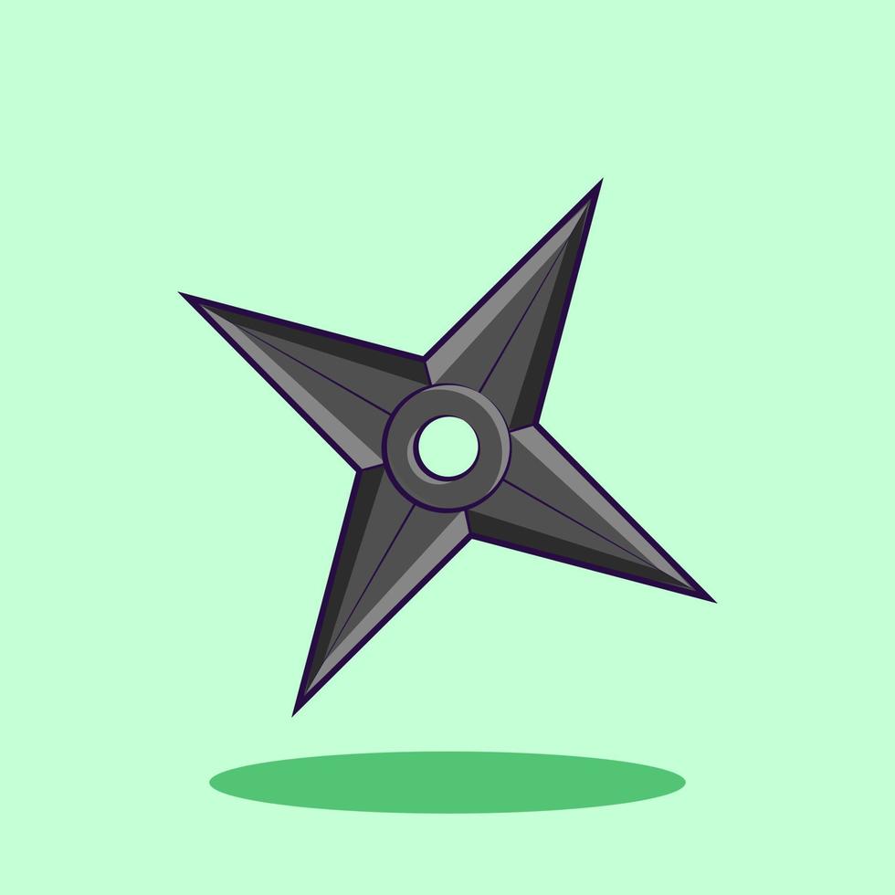 ilustração vetorial de shuriken com fundo verde vetor