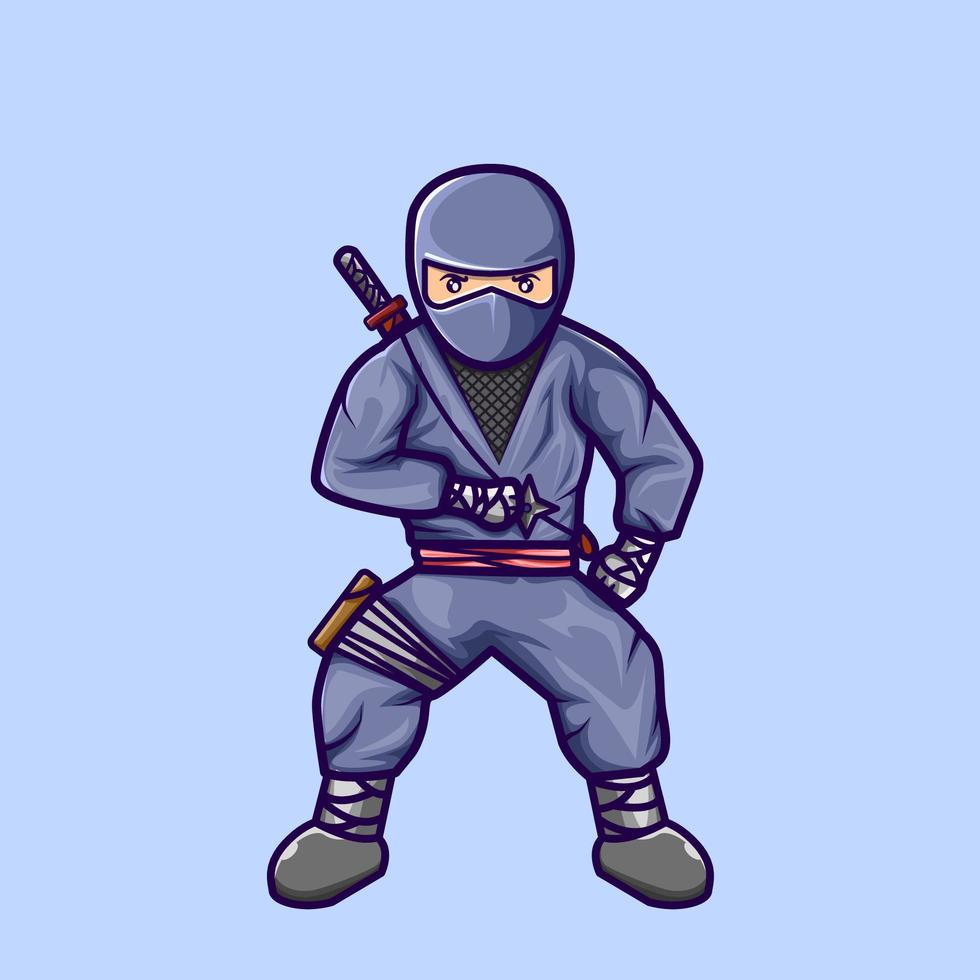 ilustração vetorial de ninja usando máscara vetor