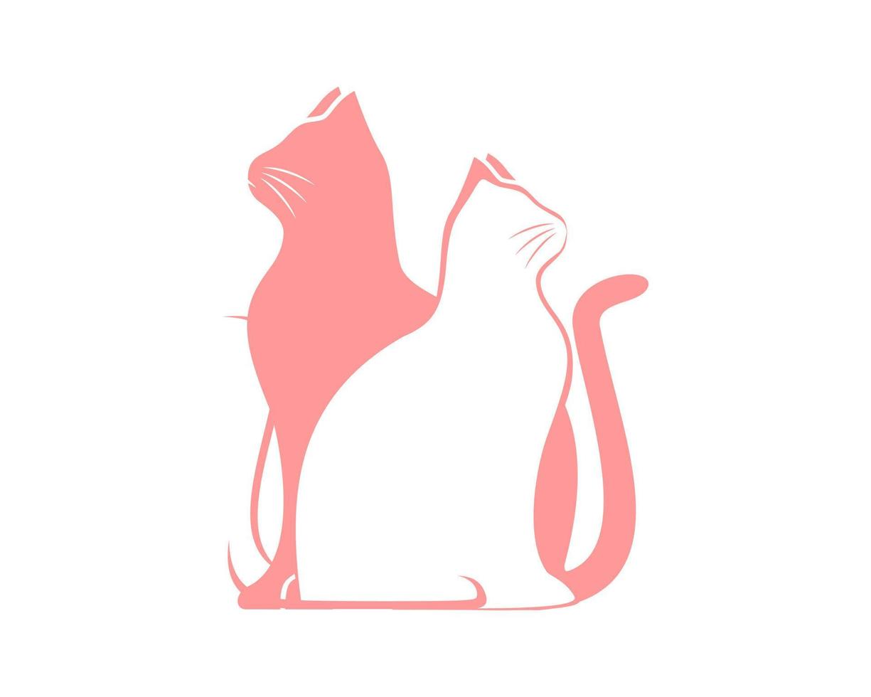 dois gatos cor de rosa de costas vetor