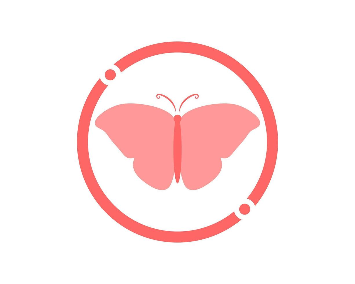 círculo com borboleta rosa dentro vetor