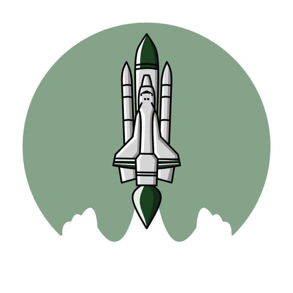 nave espacial para o espaço. conjunto de lançamento de foguete de imagem de missões espaciais de um foguete com fumaça no fundo. ilustração vetorial de foguete vetor