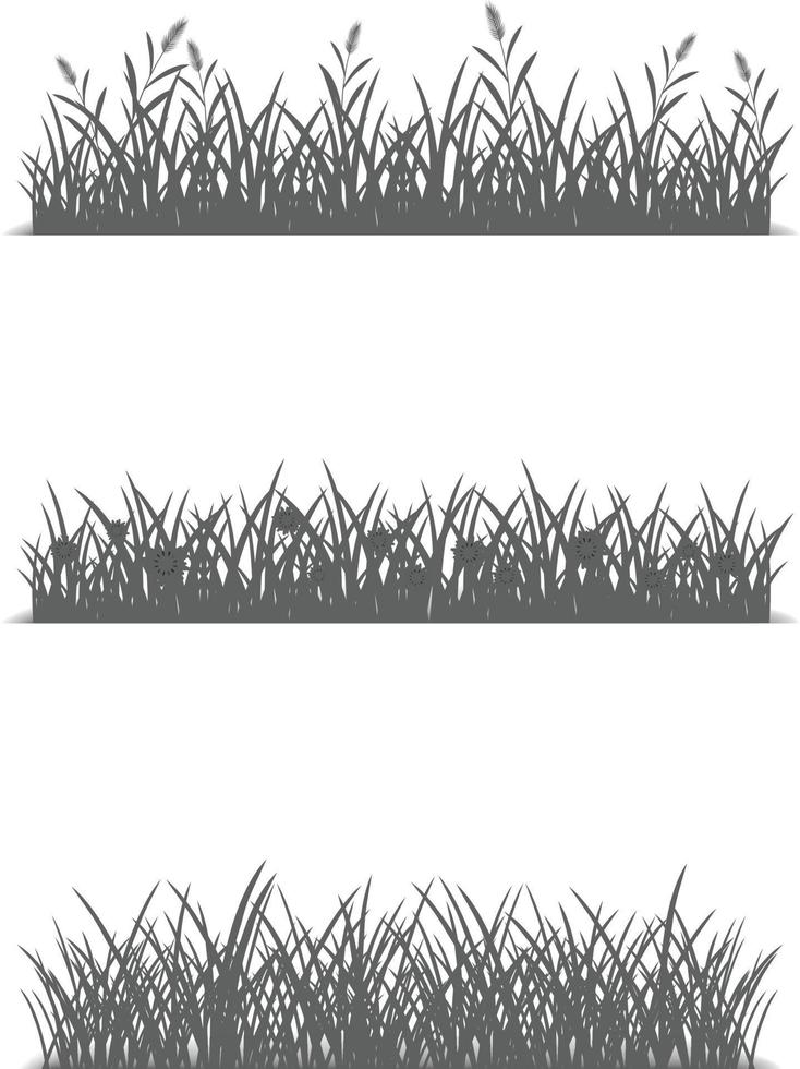 conjunto de bandeiras horizontais de silhuetas de prado de pastagem com grama curta. vetor