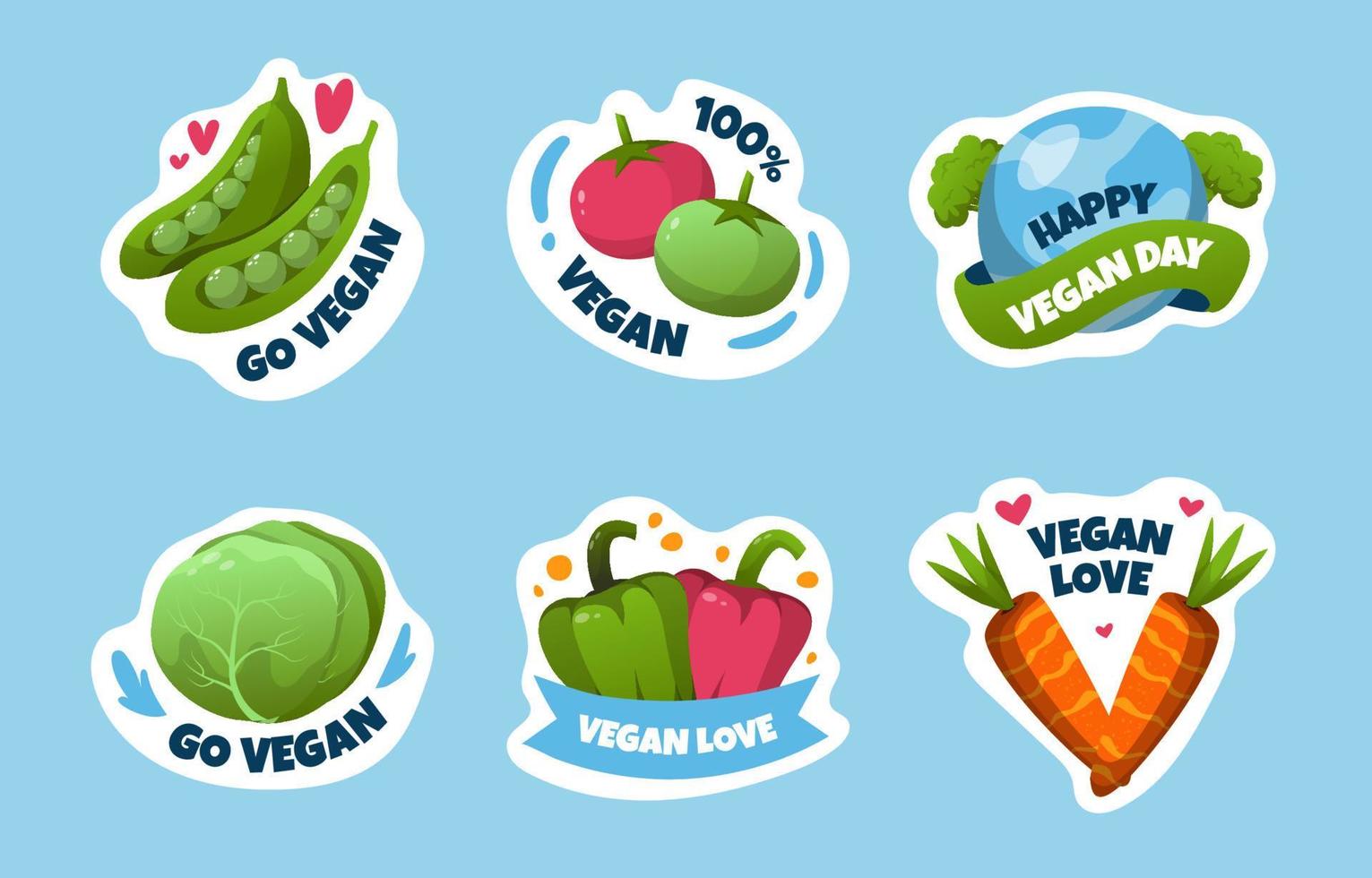 conjunto de adesivos do dia mundial do vegetariano vetor