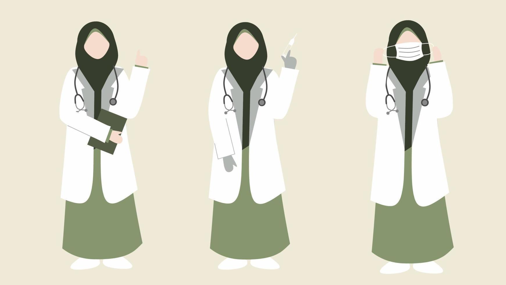 médico muçulmano vestindo hijab vetor