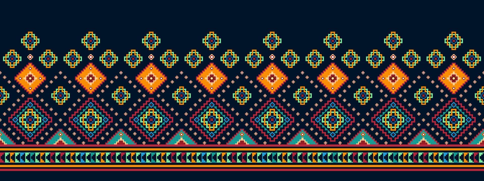 ikat design de decoração étnica padrão sem emenda. tecido asteca tapete boho mandalas têxtil decoração papel de parede. motivo nativo tribal flor bordado tradicional decorativo vetor fundo ilustrado