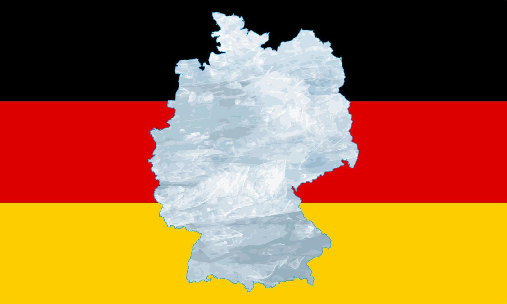 mapa de contorno da alemanha inscrito na bandeira nacional. gelo dentro do mapa. ilustração vetorial. crise de energia. vetor