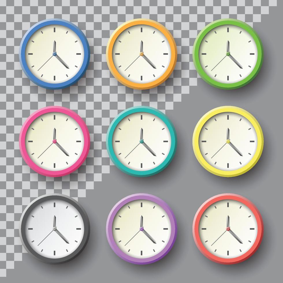 gráfico de vetor de coleção de relógio de parede colorido