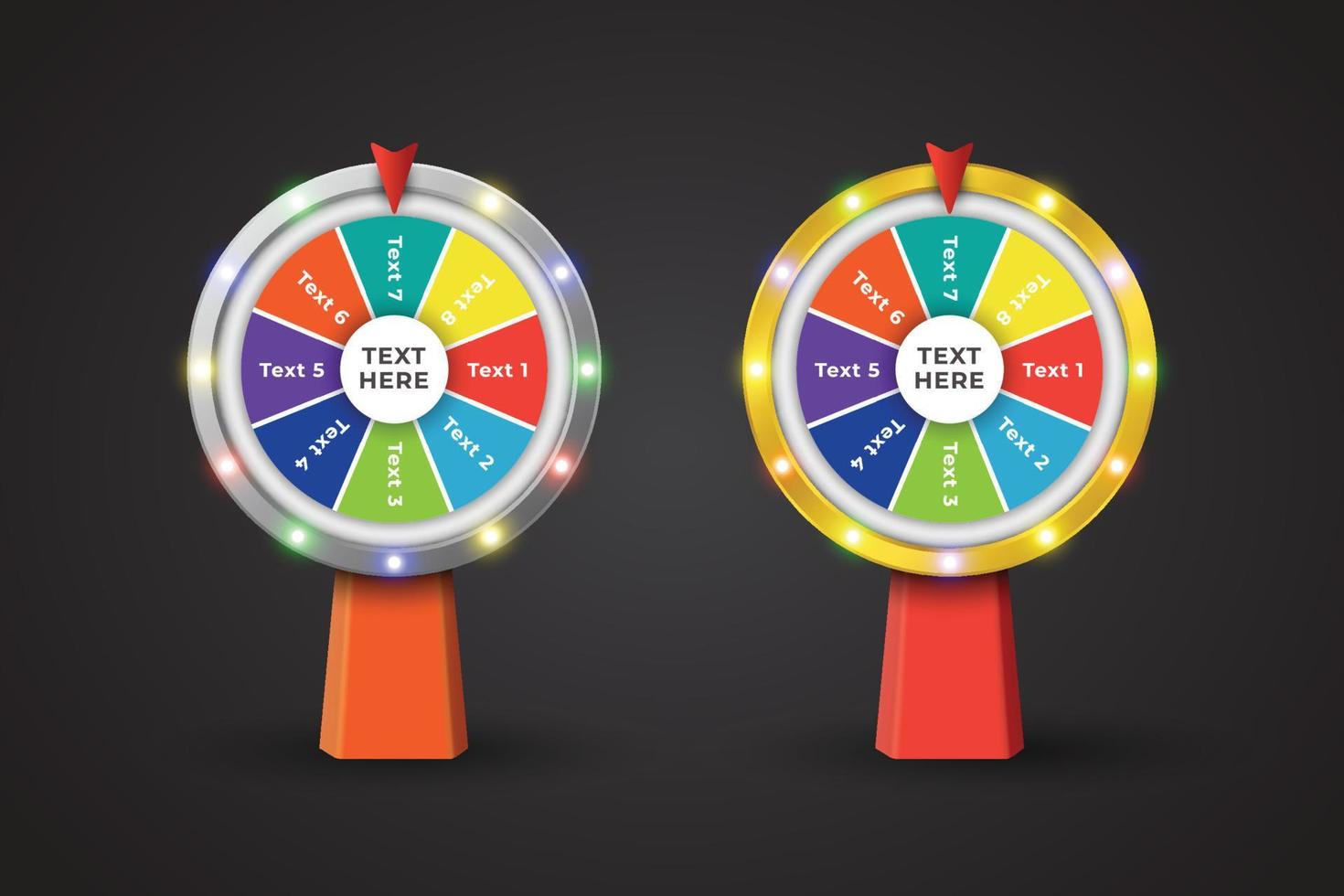 roda da fortuna moderna colorida com gráfico de design vetorial de efeito de luz vetor