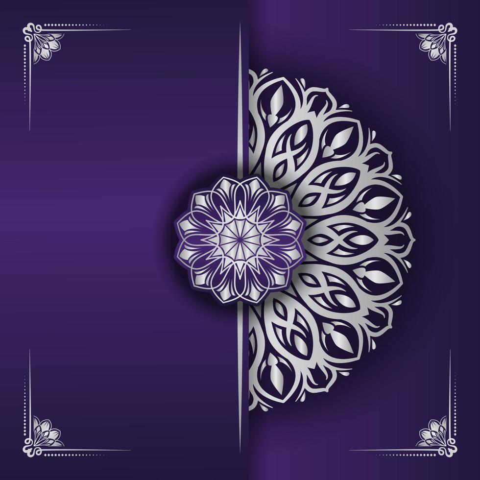 fundo de luxo roxo com mandala branca vetor