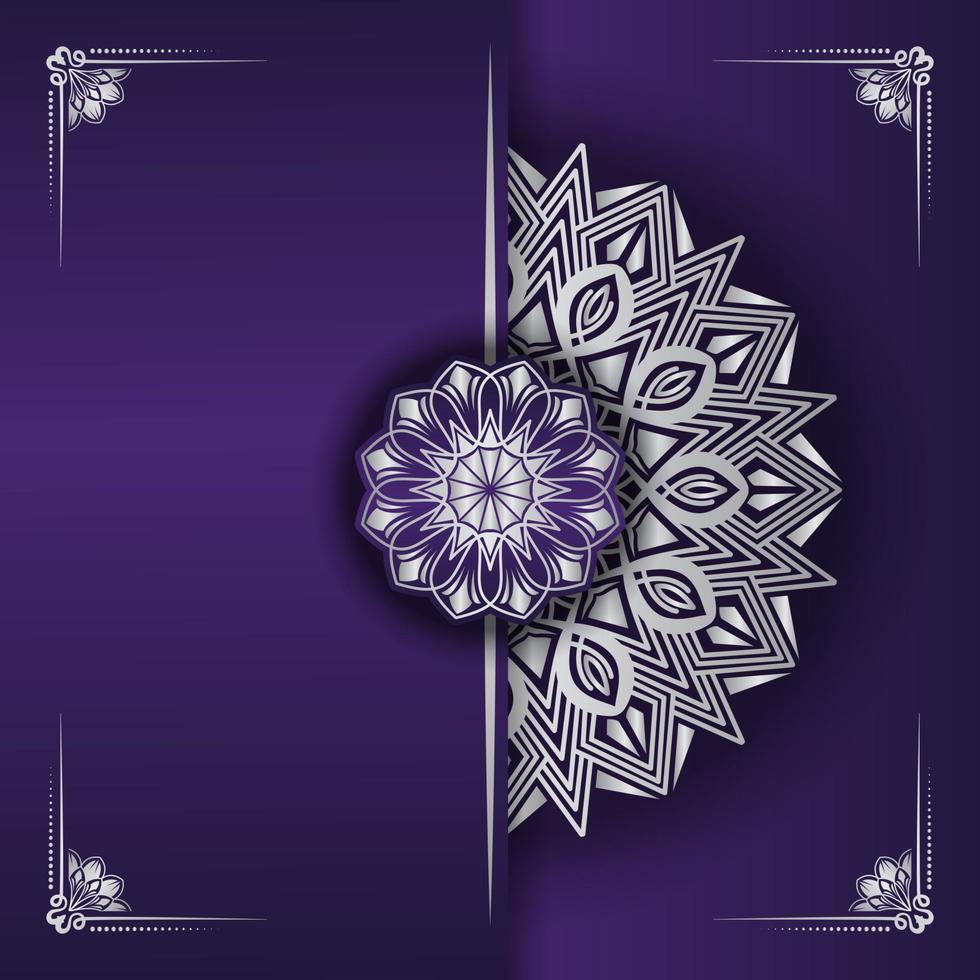 fundo de luxo roxo com mandala branca vetor