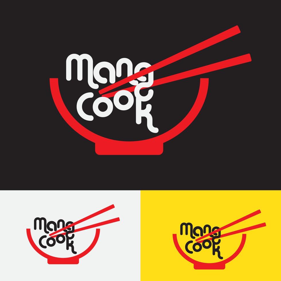 design simples do logotipo da tigela de comida asiática vetor