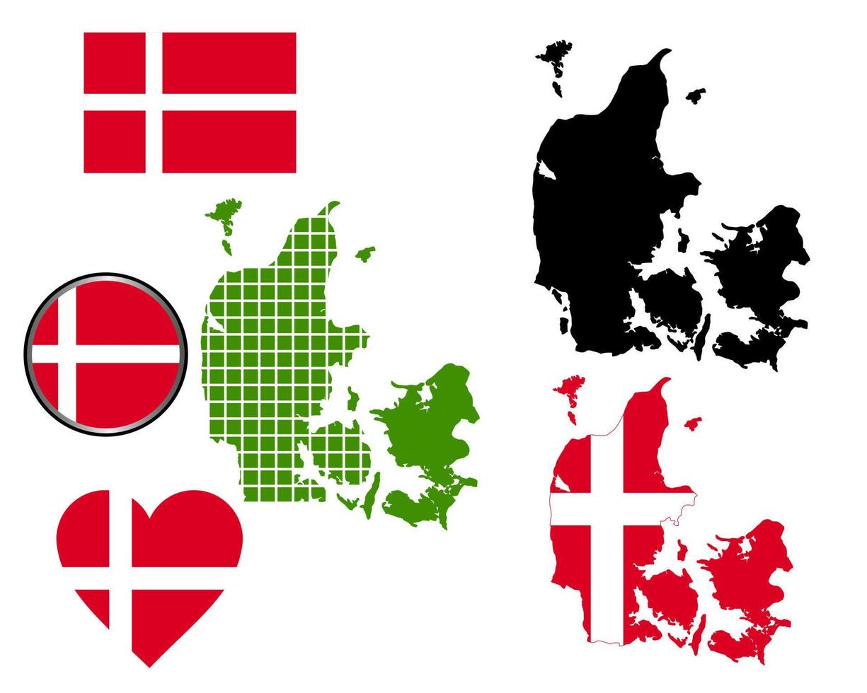 mapa da Dinamarca em cores diferentes em um fundo branco vetor