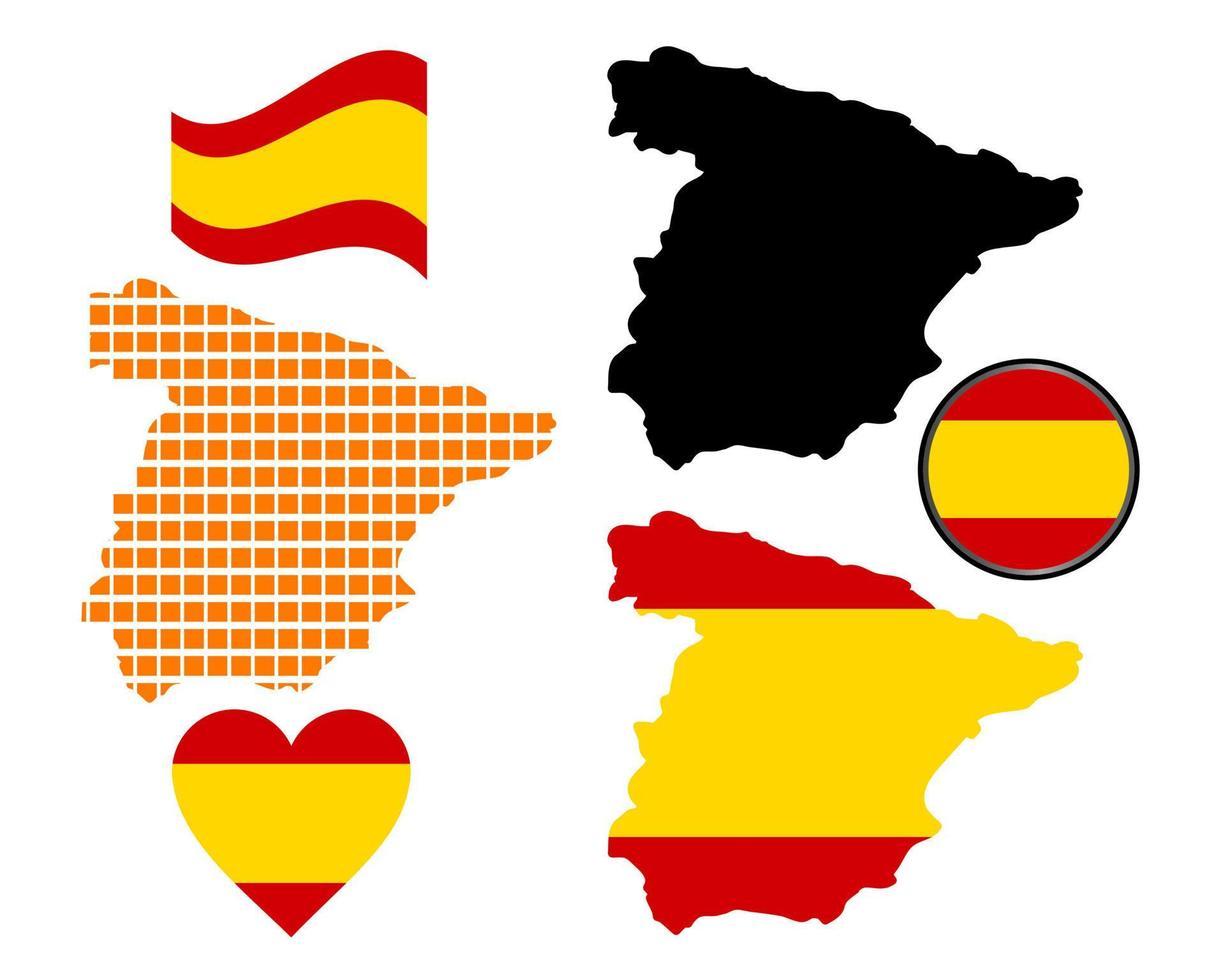 mapa da Espanha em cores diferentes em um fundo branco vetor