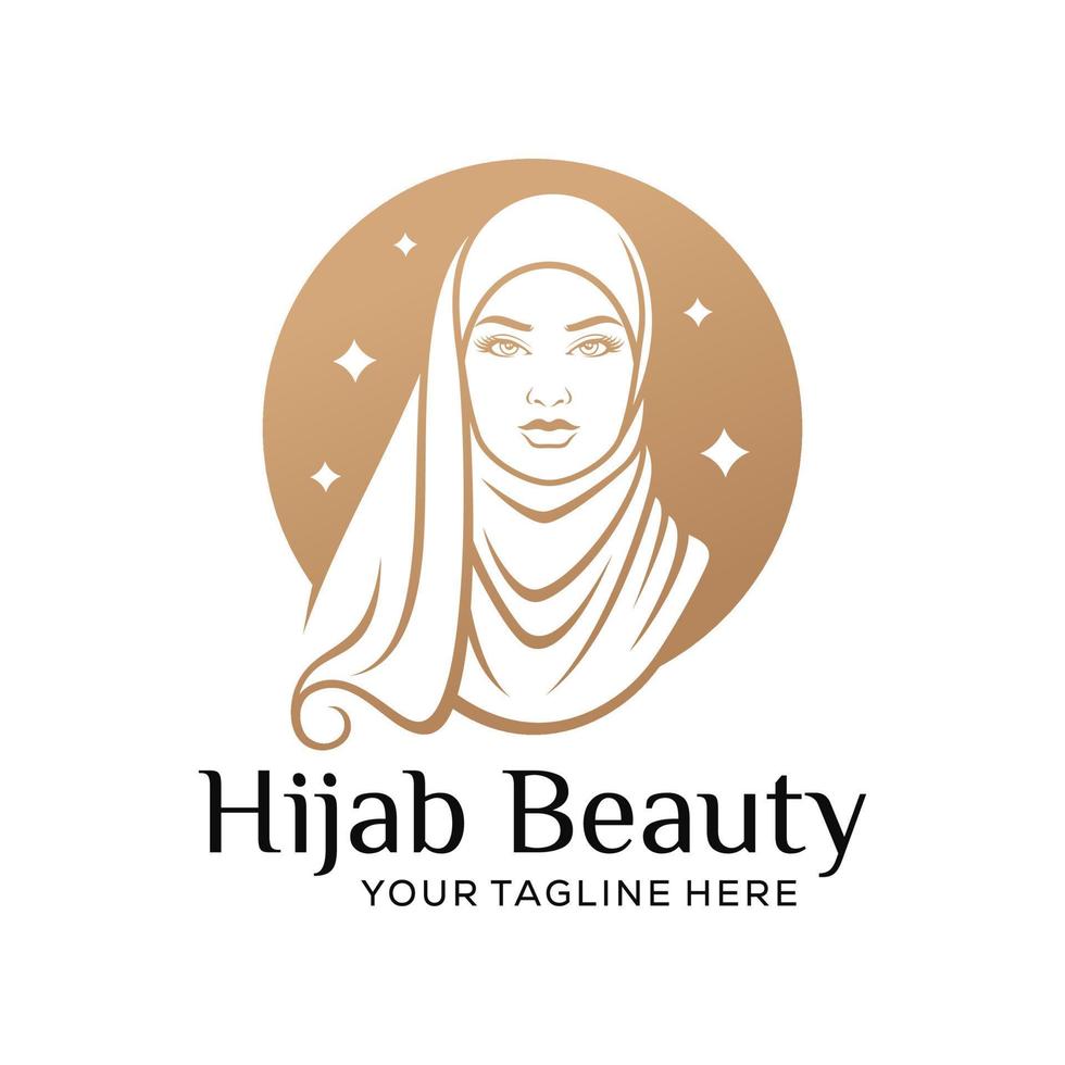 modelo de logotipo de vetor de beleza hijab de mulheres