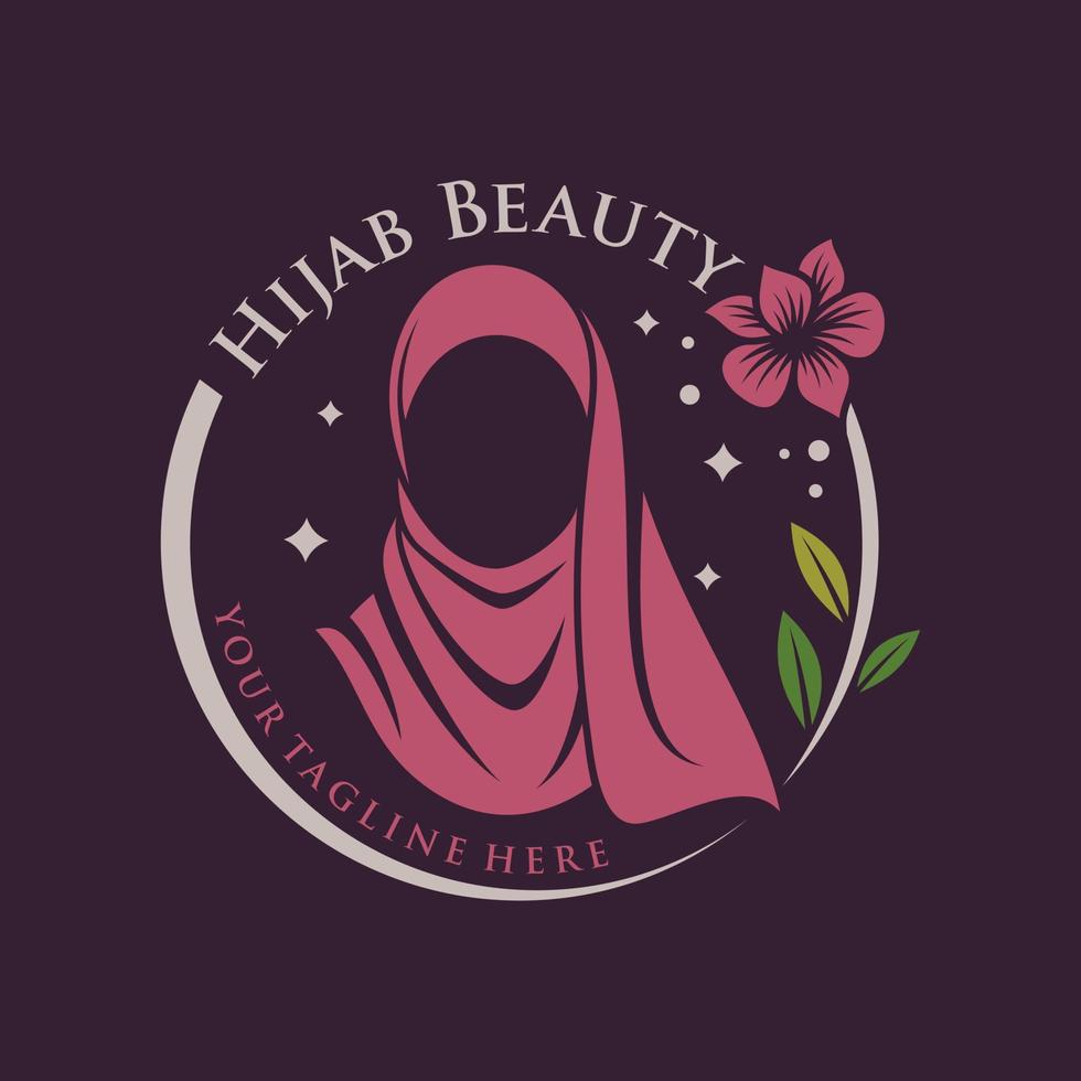 modelo de logotipo de vetor de beleza hijab de mulheres