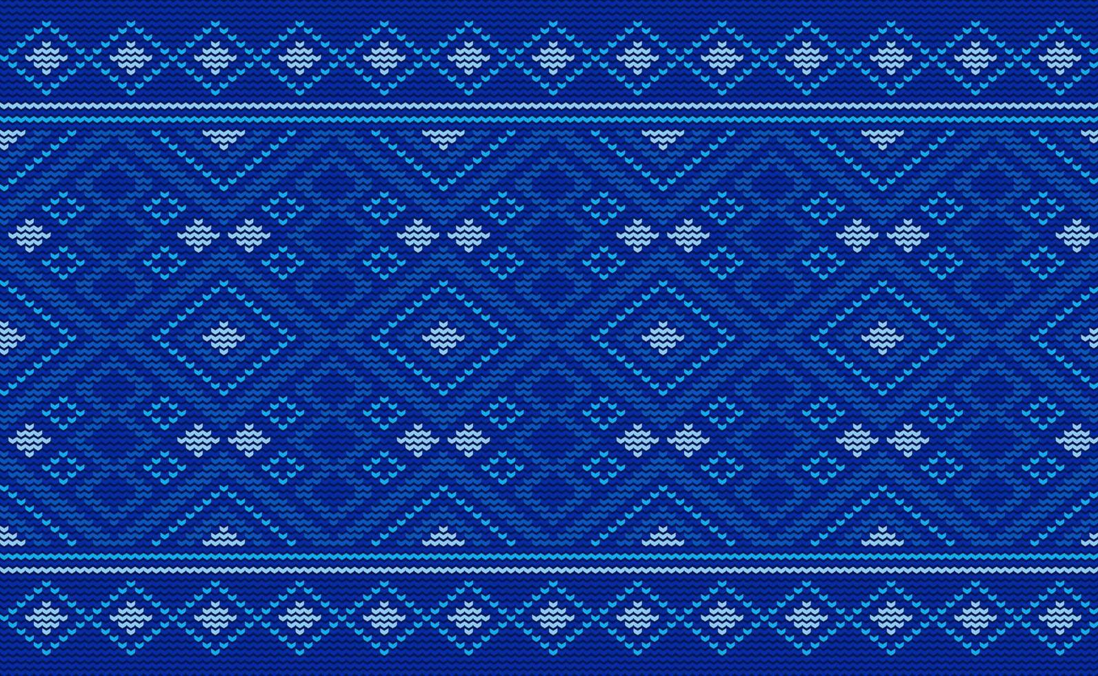 vetor de padrão de malha azul, fundo contínuo bordado, retrô de crochê tribal, retrô decorativo de moda