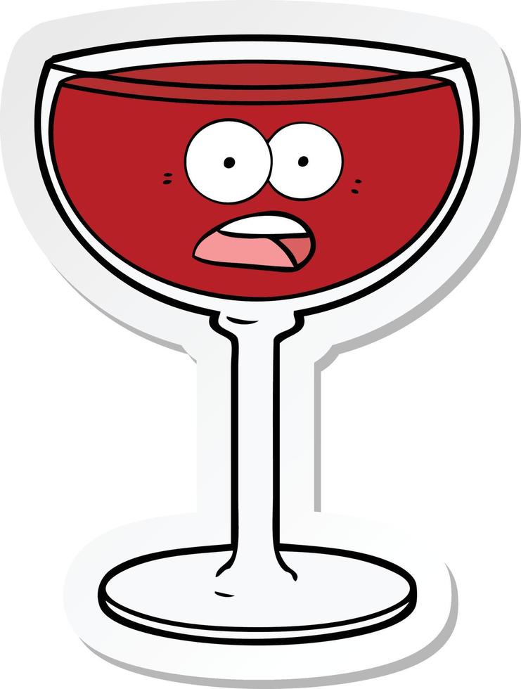 adesivo de um copo de vinho de desenho animado vetor