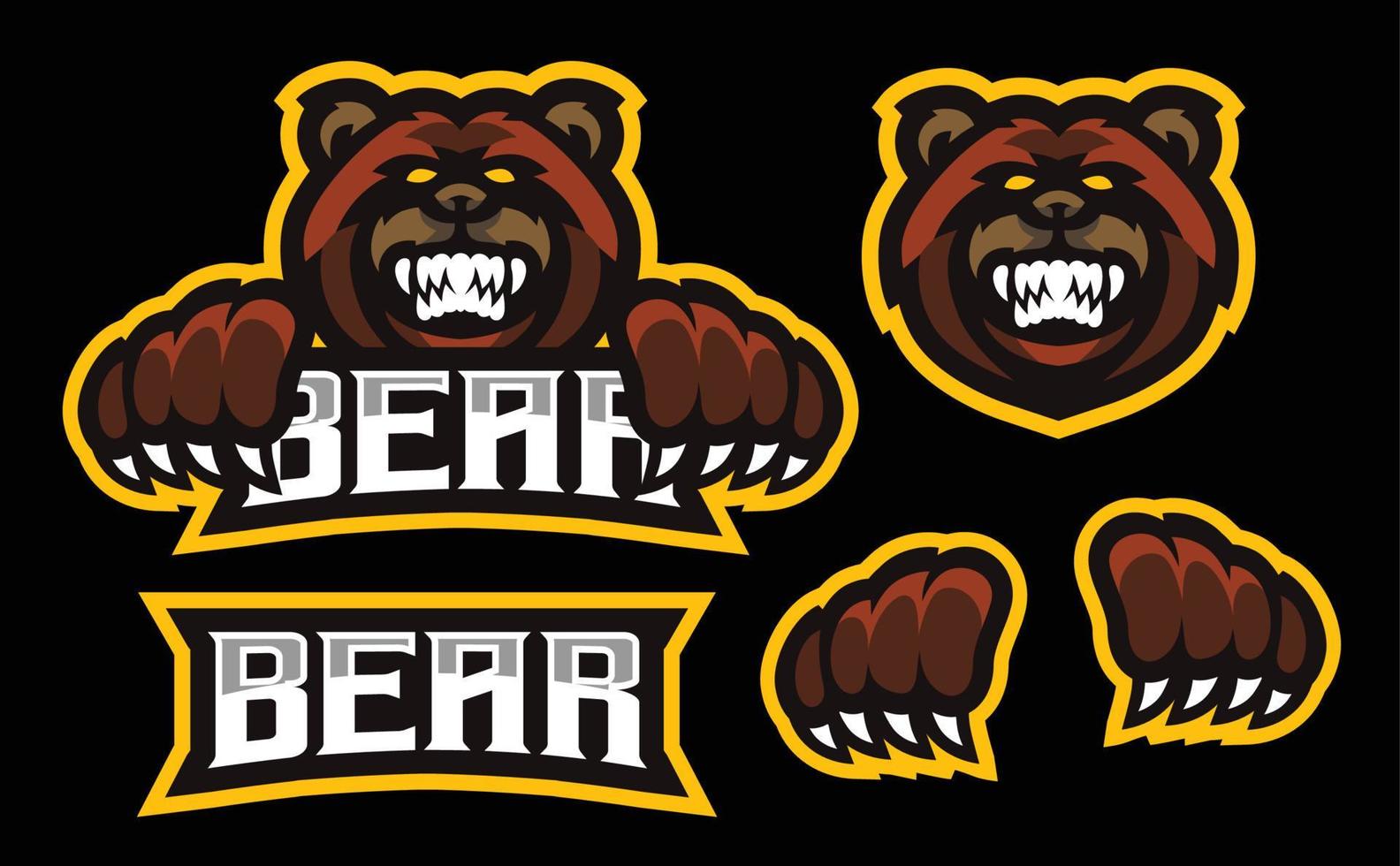 definir logotipo de jogo de mascote de esport urso bravo vetor