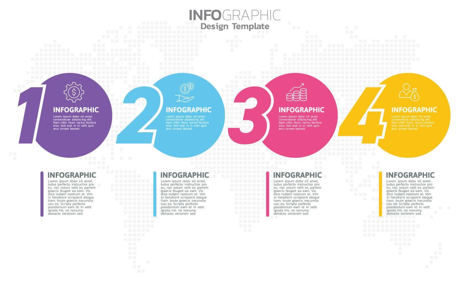 infográfico 4 etapas seo para conteúdo, diagrama, fluxograma, etapas, peças, linha do tempo, fluxo de trabalho, gráfico. vetor