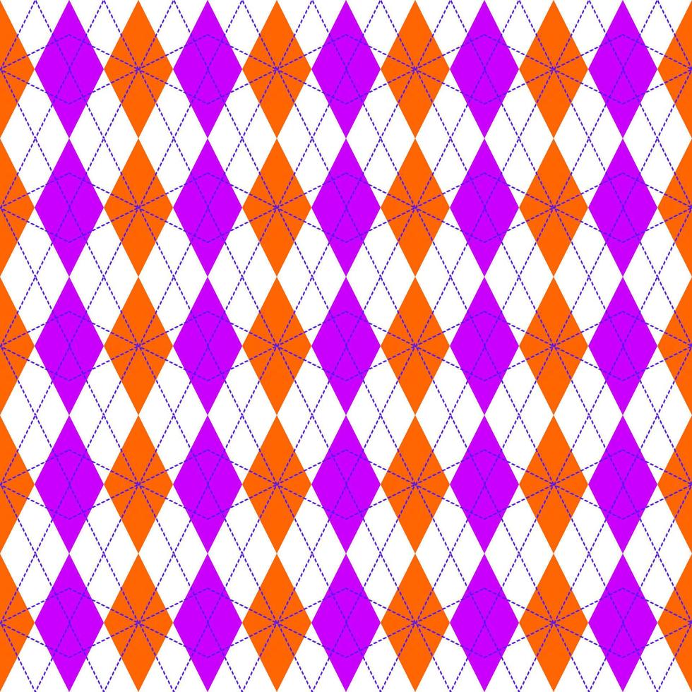 design perfeito de padrão laranja roxo argyle vetor