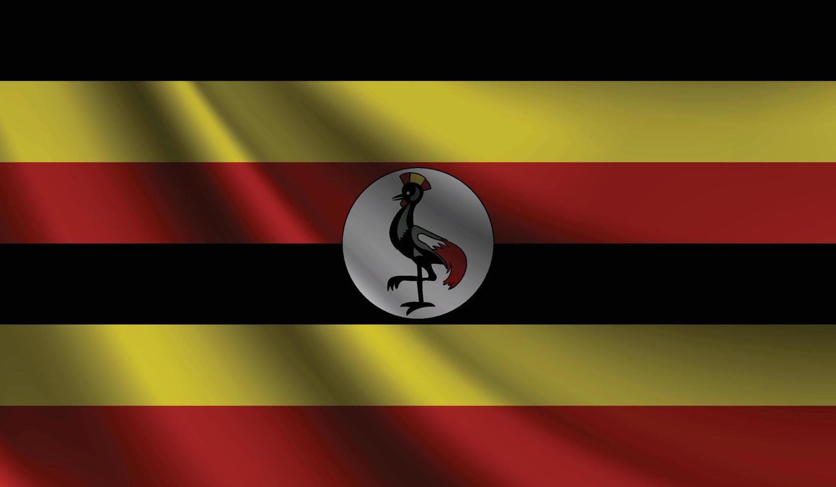 bandeira de uganda acenando fundo para design patriótico e nacional vetor