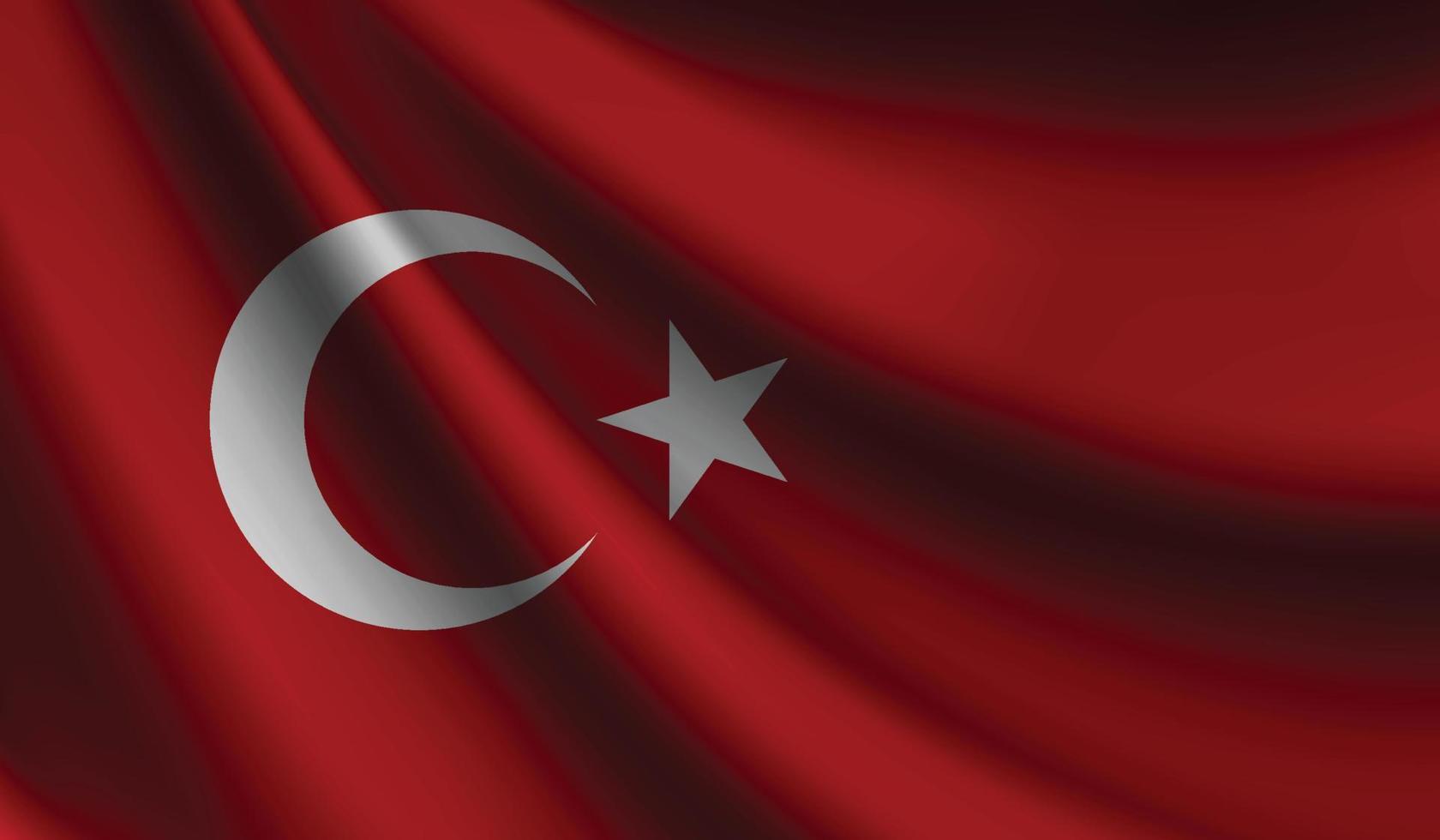 bandeira da turquia acenando fundo para design patriótico e nacional vetor