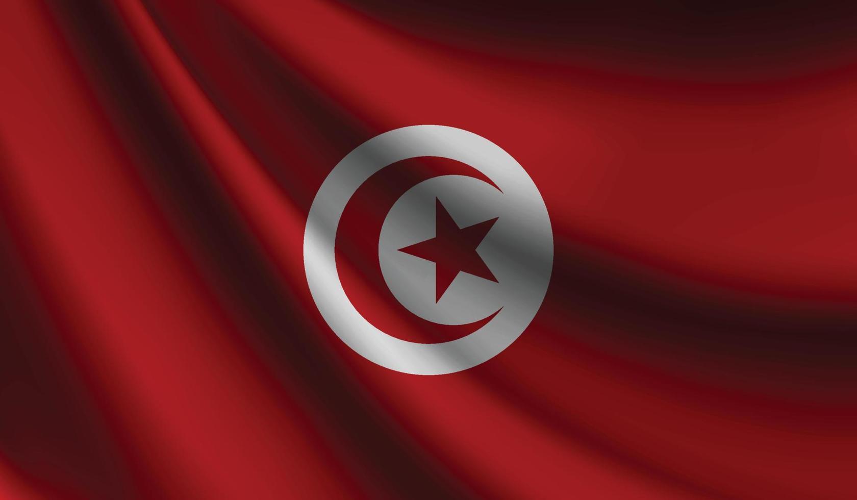 bandeira da tunísia acenando fundo para design patriótico e nacional vetor