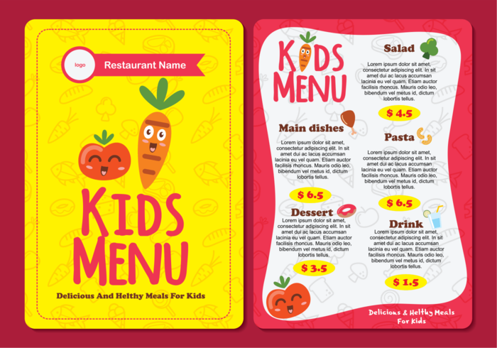 Molde de menu Kids Kids bonito vetor