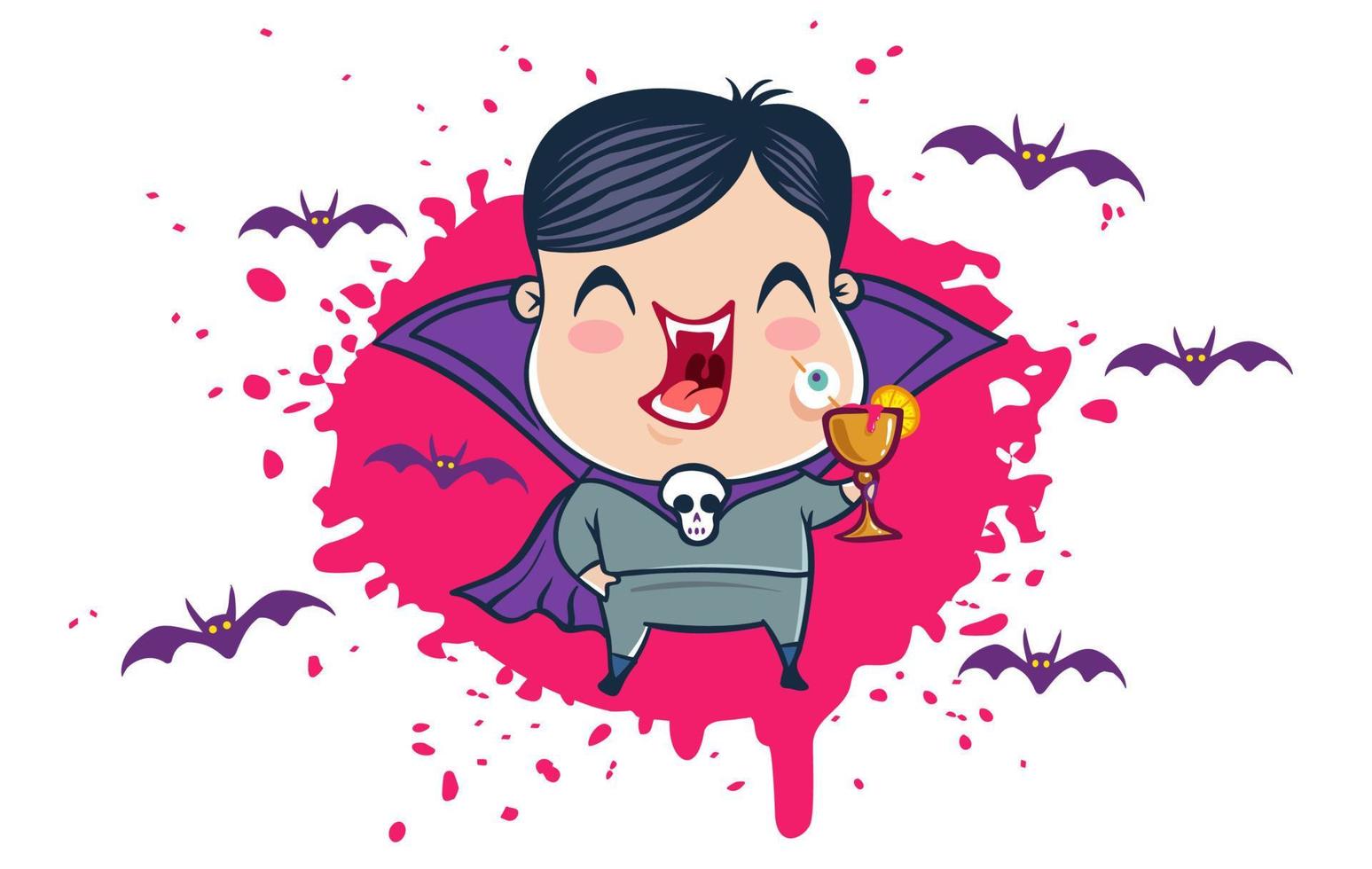 vampiro no estilo kawaii vetor