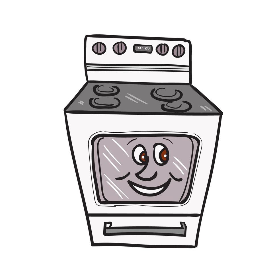 desenho de rosto sorridente de forno vetor