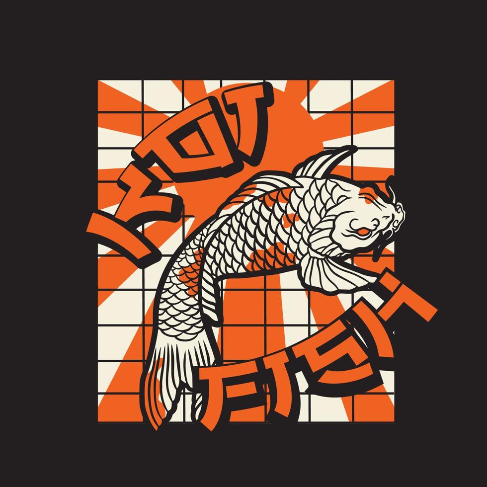 ilustração vetorial de pintura de peixe japonês, pode ser usado para design de camisa ou pôster vetor