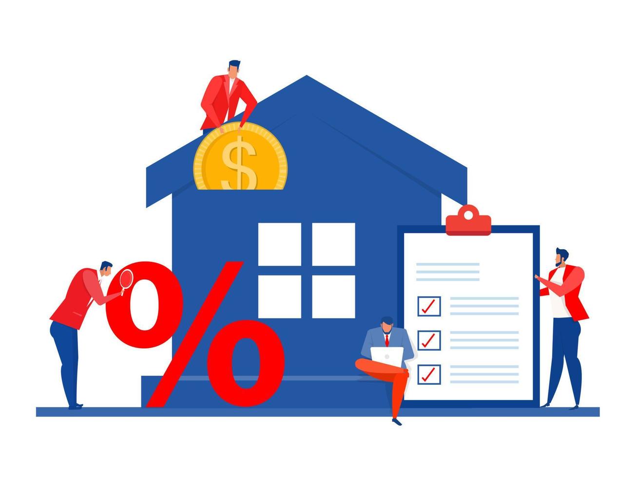 empresário investe imóveis ou habitação em proprietário de empréstimo hipotecário de propriedade e conceito de poupança. vetor