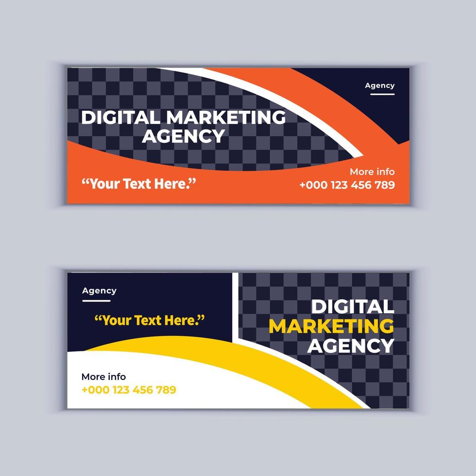 conjunto de design de banner de agência de marketing digital de dois banners profissionais de negócios corporativos design modelo de layout de banner de capa moderno vetor