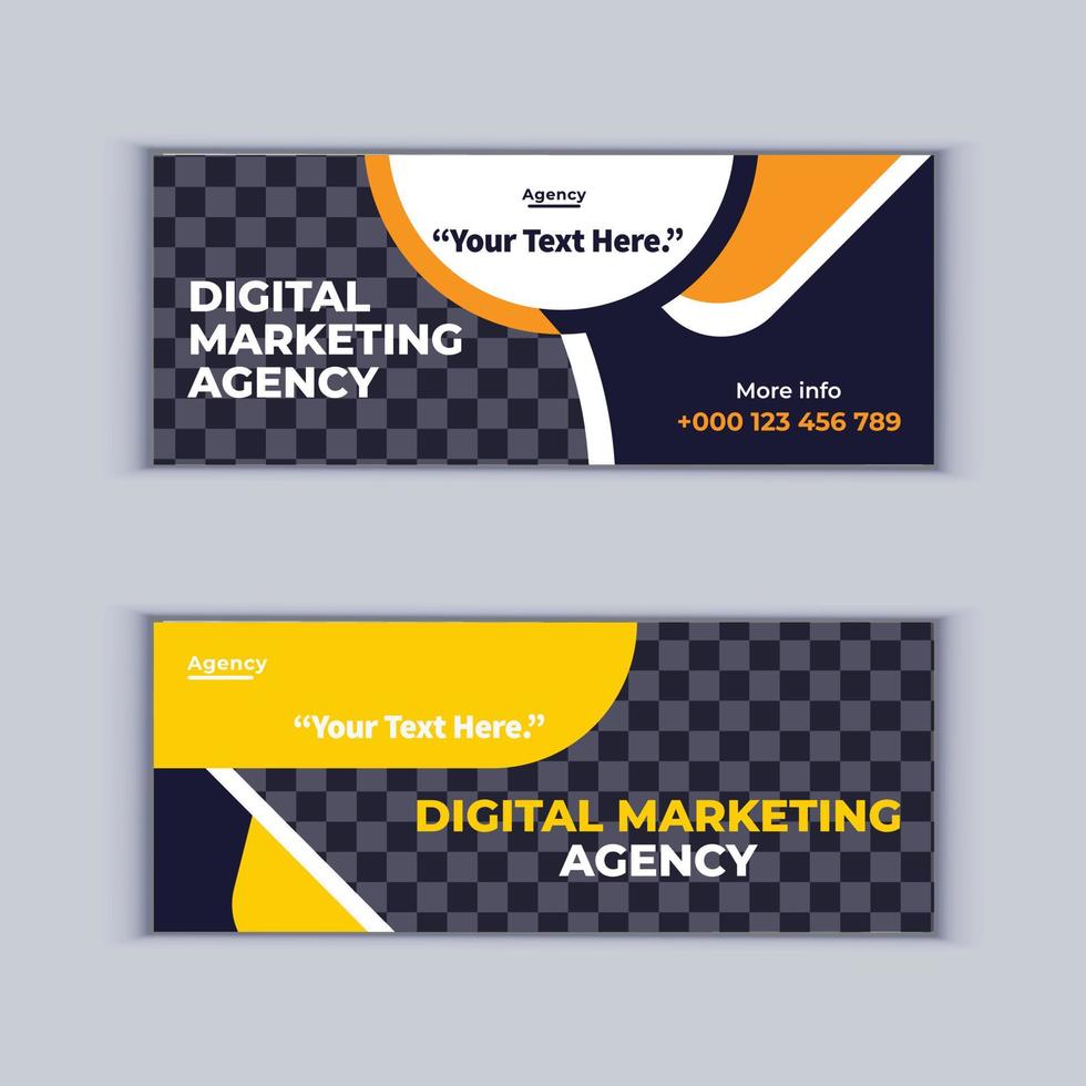 conjunto de design de banner de agência de marketing digital de dois banners profissionais de negócios corporativos design modelo de layout de banner de capa moderno vetor