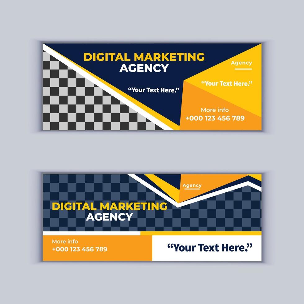 conjunto de design de banner de agência de marketing digital de dois banners profissionais de negócios corporativos design modelo de layout de banner de capa moderno vetor