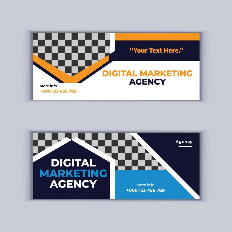 conjunto de design de banner de agência de marketing digital de dois banners profissionais de negócios corporativos design modelo de layout de banner de capa moderno vetor