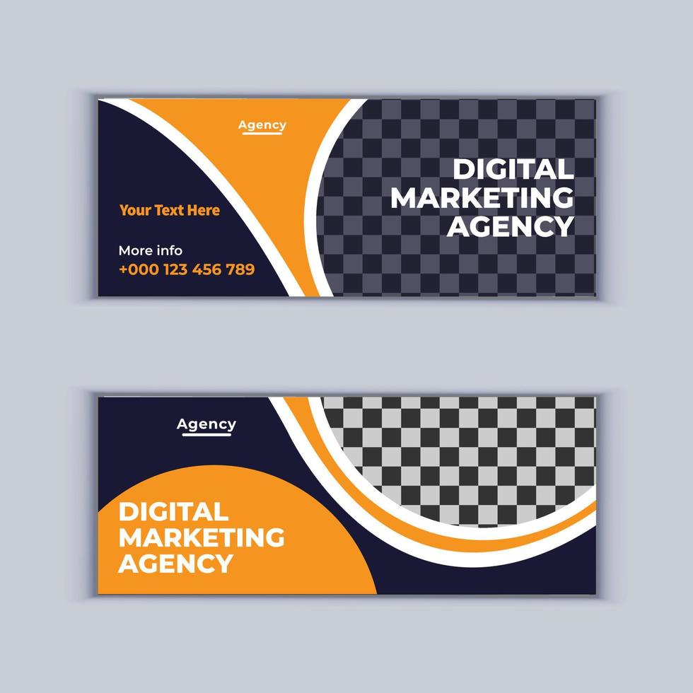 conjunto de design de banner de agência de marketing digital de dois banners profissionais de negócios corporativos design modelo de layout de banner de capa moderno vetor