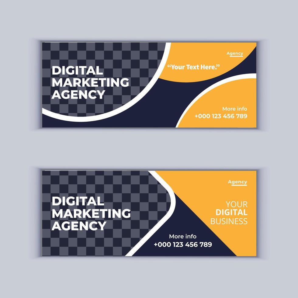 conjunto de design de banner de agência de marketing digital de dois banners profissionais de negócios corporativos design modelo de layout de banner de capa moderno vetor