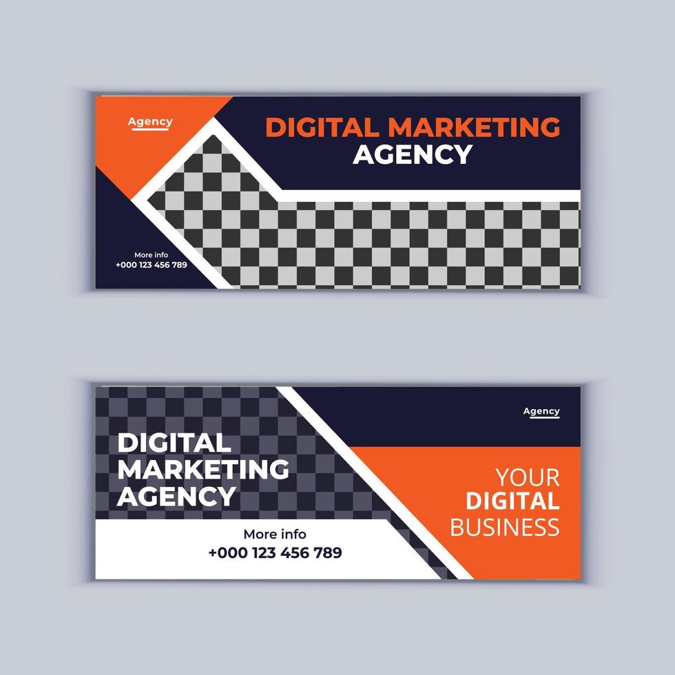 conjunto de design de banner de agência de marketing digital de dois banners profissionais de negócios corporativos design modelo de layout de banner de capa moderno vetor