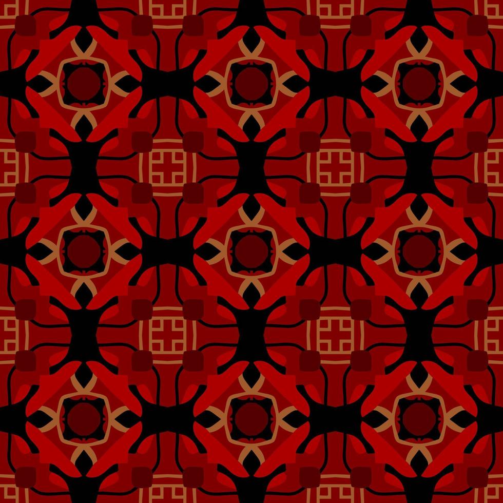 vermelho sem costura padrão geométrico com forma tribal. padrão projetado em ikat, asteca, marroquino, tailandês, estilo árabe de luxo. ideal para vestuário de tecido, cerâmica, papel de parede. ilustração vetorial. vetor